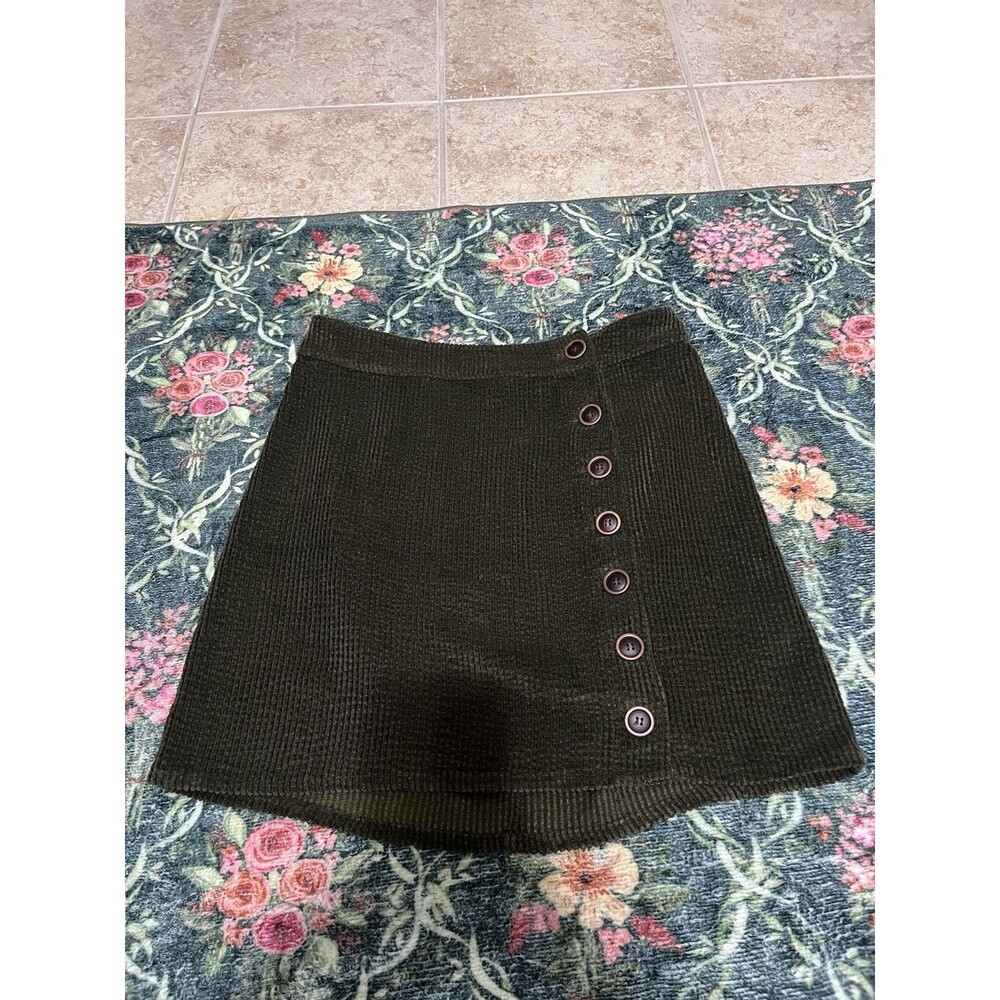 Le Lis Women's Olive Army Green Mini Skirt Front Buttons Size Small